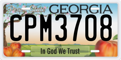 GA license plate CPM3708