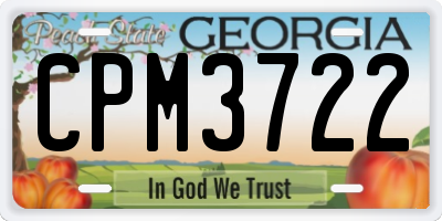 GA license plate CPM3722
