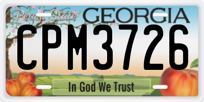 GA license plate CPM3726