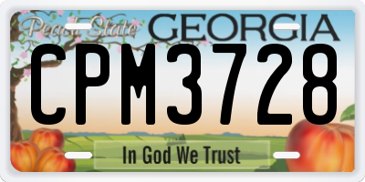 GA license plate CPM3728