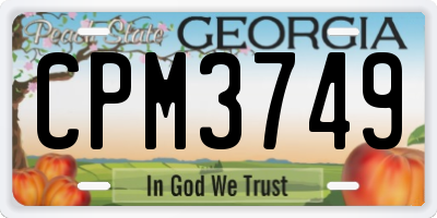 GA license plate CPM3749