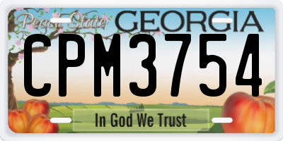 GA license plate CPM3754