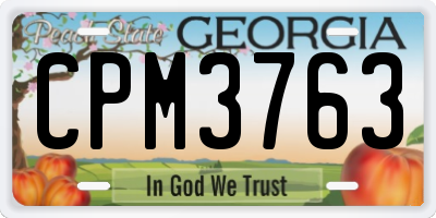 GA license plate CPM3763
