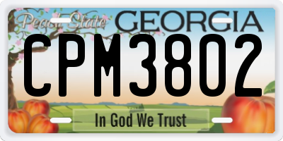 GA license plate CPM3802