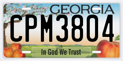 GA license plate CPM3804