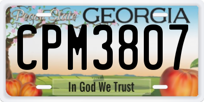 GA license plate CPM3807