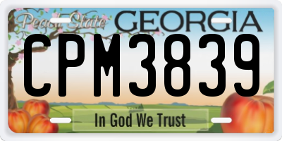 GA license plate CPM3839