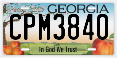 GA license plate CPM3840