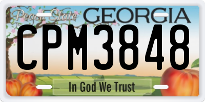 GA license plate CPM3848