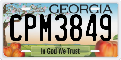 GA license plate CPM3849
