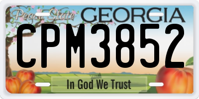 GA license plate CPM3852