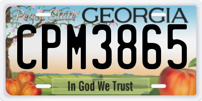 GA license plate CPM3865