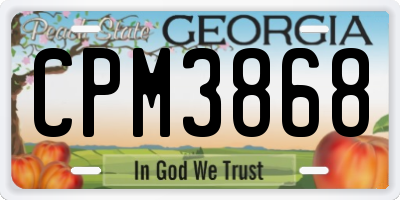 GA license plate CPM3868