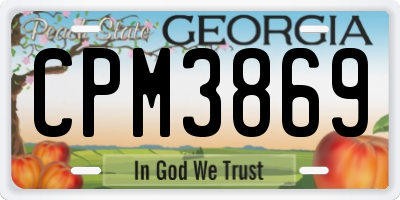 GA license plate CPM3869