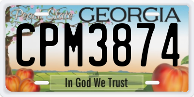 GA license plate CPM3874