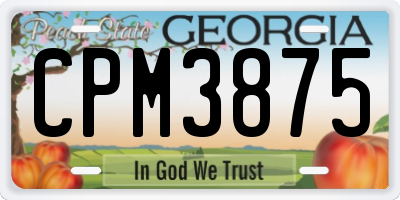 GA license plate CPM3875