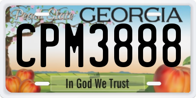 GA license plate CPM3888
