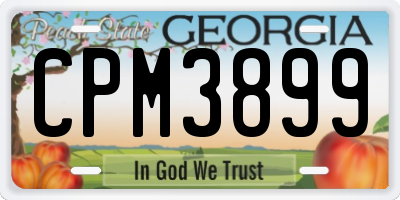 GA license plate CPM3899