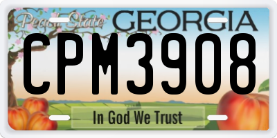 GA license plate CPM3908