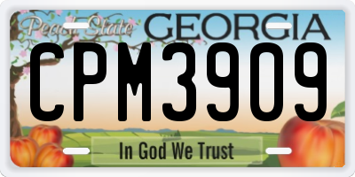 GA license plate CPM3909