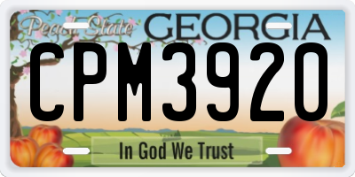 GA license plate CPM3920