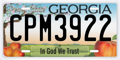 GA license plate CPM3922