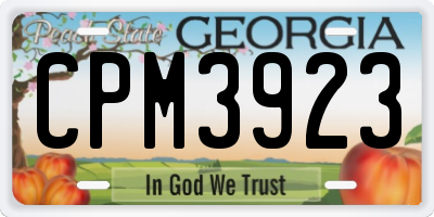 GA license plate CPM3923