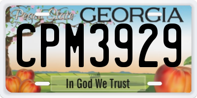 GA license plate CPM3929
