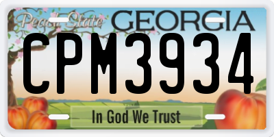GA license plate CPM3934