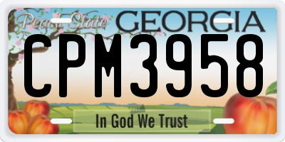 GA license plate CPM3958
