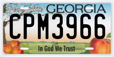 GA license plate CPM3966