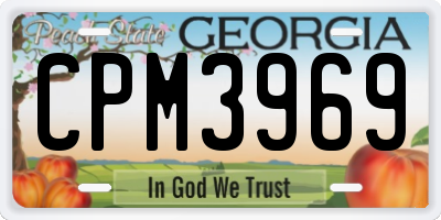 GA license plate CPM3969