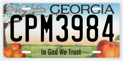 GA license plate CPM3984