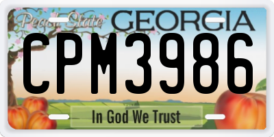 GA license plate CPM3986