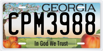 GA license plate CPM3988