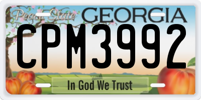GA license plate CPM3992