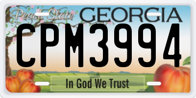 GA license plate CPM3994