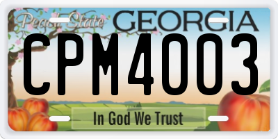 GA license plate CPM4003