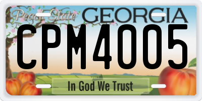 GA license plate CPM4005