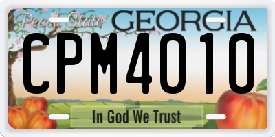 GA license plate CPM4010