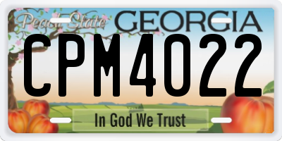 GA license plate CPM4022