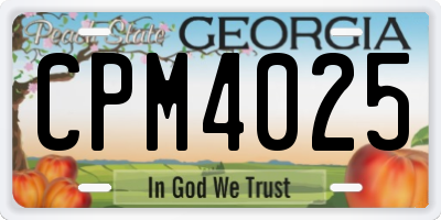 GA license plate CPM4025