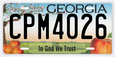 GA license plate CPM4026