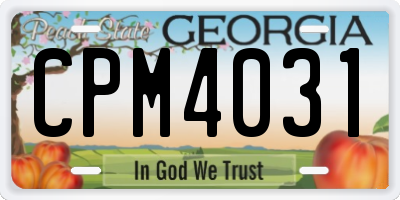 GA license plate CPM4031