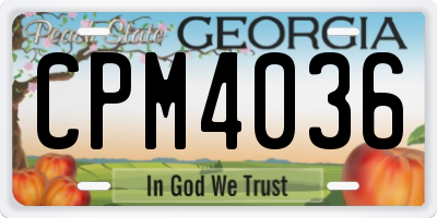 GA license plate CPM4036