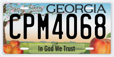 GA license plate CPM4068