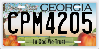GA license plate CPM4205