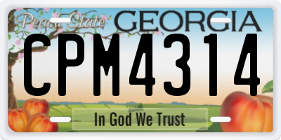 GA license plate CPM4314