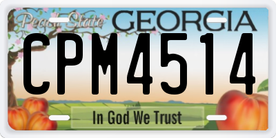 GA license plate CPM4514