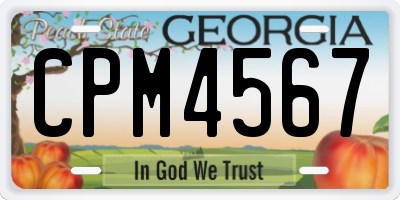 GA license plate CPM4567